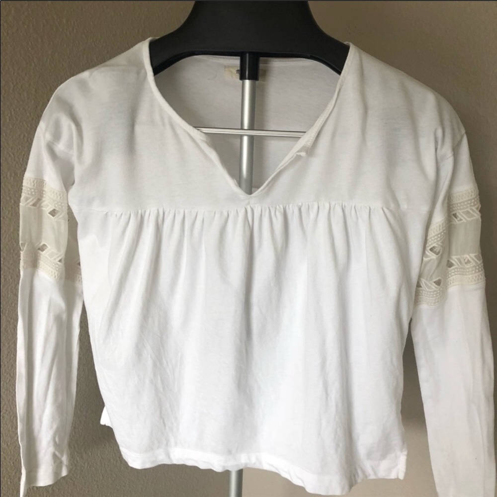 Madewell eyelet embroider/crochet long sleeve top